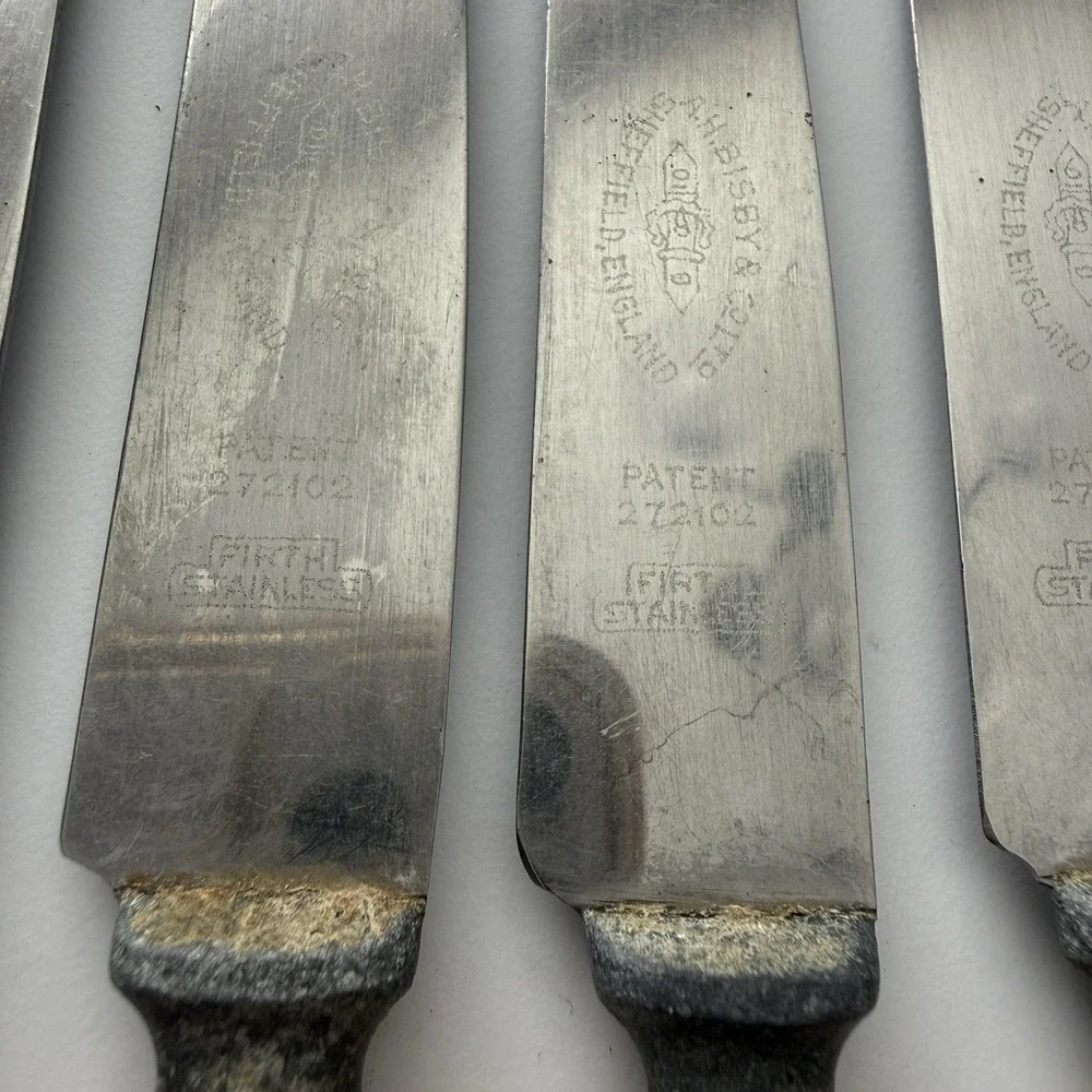 A.H. Bisby & Co. Ltd Set of 6 Sheffield Knives England Stainless